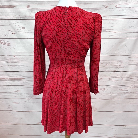 NWT Banana Republic Red Zebra Tiger Stripe Keyhole Puff Sleeve Skater Dress - Picture 6 of 9